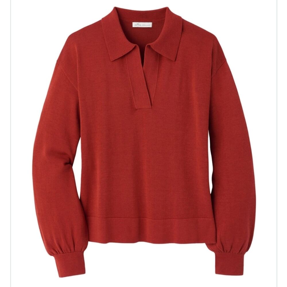 Peter Millar Women's Garnet Goldie Silk Blend Collared Sweater NWT Size Large